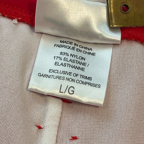 AQUA ROSE Bathing Suit Boy Shorts Bottoms Size Large Red Buckle Detail Belt Loop - Picture 8 of 13